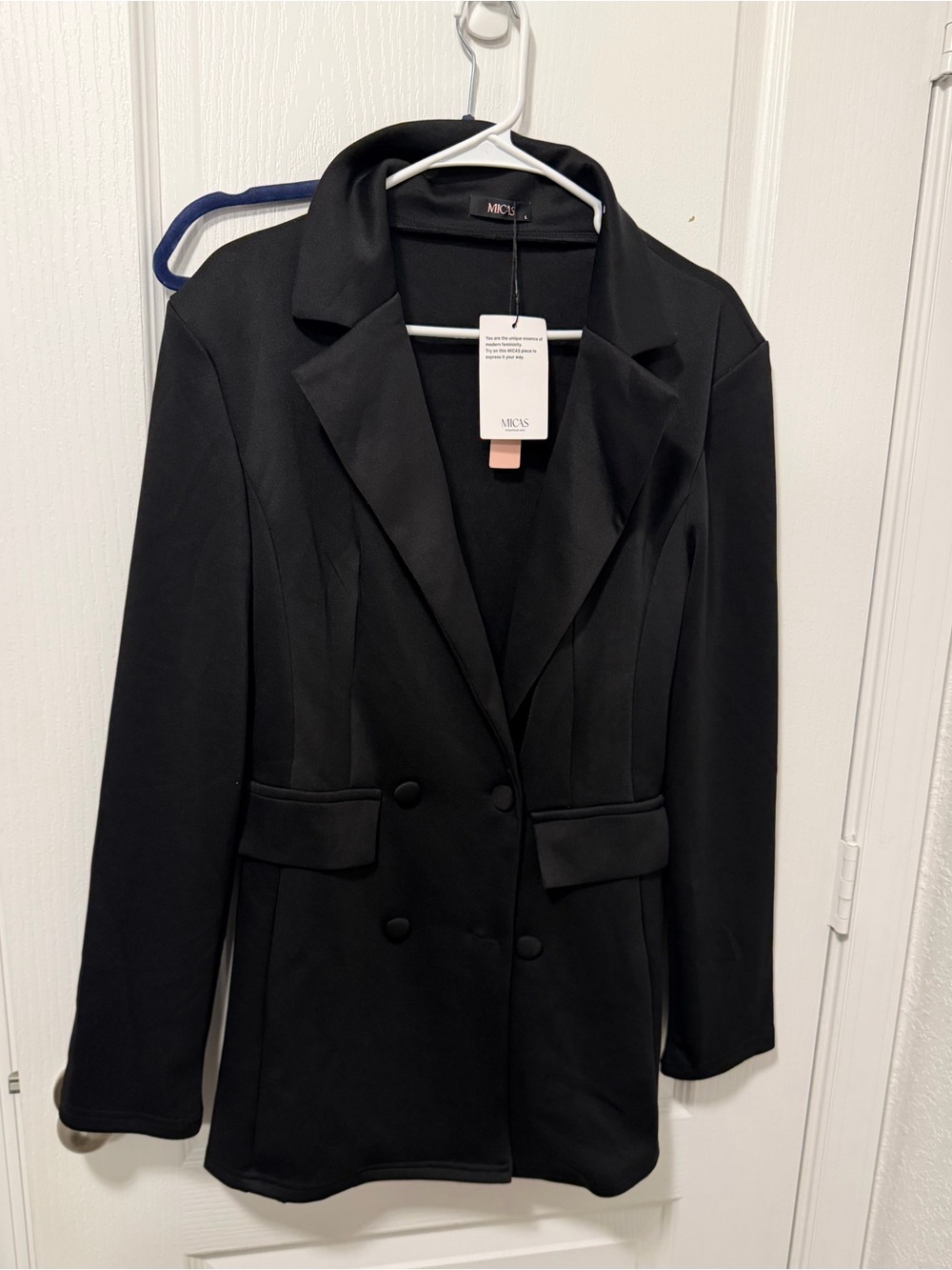 Tailored Double-Breasted Black Blazer Dress - Picture 4 of 6